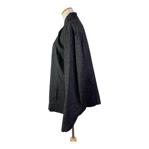 Eileen Fisher Woman Plus Size 3X Black Open-Front Jacket Silk Textured Design - Picture 7 of 12